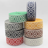 5 meters of Ethnic Strap with diamond-shaped patterns, 40mm #RUB3562 - ACCESSOIRES LEDUC BV